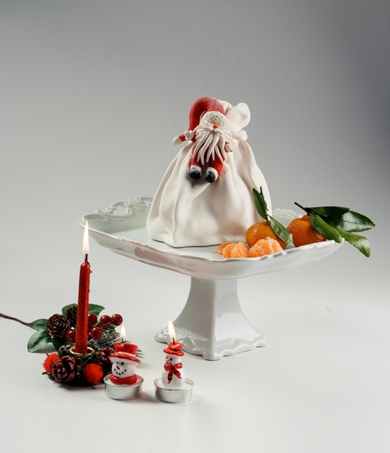 Новогодний торт «Мешок санты»